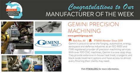 gemini precision machining manufacturer|gemini group bad axe mi.